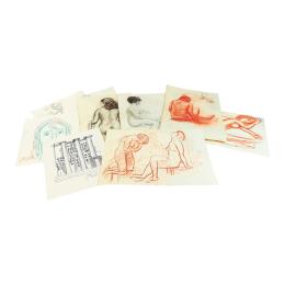 744 - LOTE DE 14 DIBUJOS ACADEMICOS DE LOS AÑOS 70