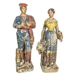 646  -  DOS FIGURAS DE ESCUELA CATALANA DEL SIGLO XIX