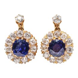 312 - PENDIENTES ROSETONES CON DIAMANTES DE PPS. DEL S.XX