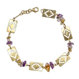 153  -  PULSERA CON AMATISTAS, CUARZOS Y CITRINOS
