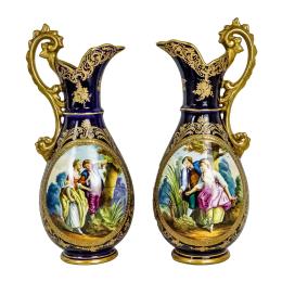 475 - PAREJA DE JARRAS ESTILO SEVRÉS DE LA SEGUNDA MITAD DEL S.XX