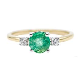 106  -  ANILLO CON ESMERALDA Y BRILLANTES
