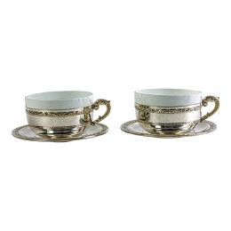 938  -  PAREJA DE GRANDES TAZAS EN METAL DEL PRIMER TERCIO DEL S.XX