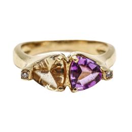 49  -  ANILLO DE DISEÑO CON AMATISTA Y CITRINO