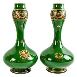 477 - PAREJA DE JARRONES FRANCESES EN PORCELANA PRIMER TERCIO S.XX
