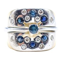 59  -  ANILLO DOBLE CON ZAFIROS Y BRILLANTES