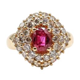 61  -  ANILLO ROSETÓN CON RUBÍ Y BRILLANTES