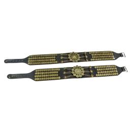 1045  -  DOS CINTURONES DE CUERO CON DECORACIÓN DE MONEDAS