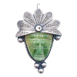 96  -  COLGANTE MEJICANO EN PLATA Y JADE 