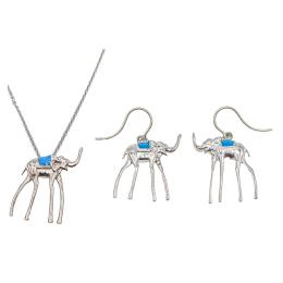 146  -  GARGANTILLA Y PENDIENTES DE PLATA DISEÑO DALÍ ESMALTE AZUL