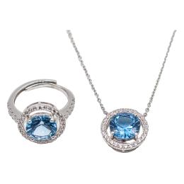 47  -  ANILLO Y GARGANTILLA EN PLATA CON CIRCONITAS