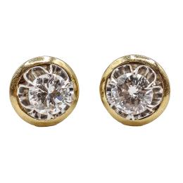 196  -  PENDIENTES SOLITARIO CON BRILLANTES DE MEDIADOS S.XX