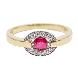 19  -  ANILLO CON RUBÍ Y BRILLANTES