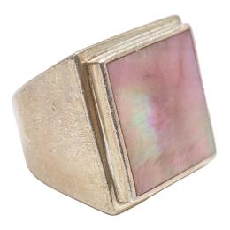 30  -  ANILLO DE PLATA CON PLACA DE NÁCAR