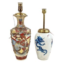 134  -  PAREJA DE LÁMPARAS CON BASE DE JARRONES JAPONESES