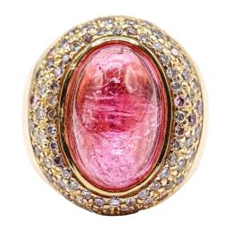 56  -  ANILLO CON TURMALINA Y BRILLANTES FANCY 