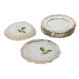 182  -  CONJUNTO DE 16 PLATOS DE PAN EN METAL 