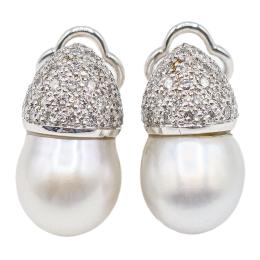 154 - PENDIENTES CON BRILLANTES Y PERLAS AUSTRALIANAS