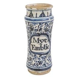 370  -  TARRO DE FARMACIA DE CERÁMICA CATALANA DEL S. XVIII