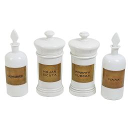 450  -  CUATRO TARROS DE FARMACIA  SIGLO XIX