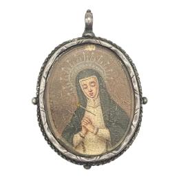 135 - MEDALLÓN DEVOCIONAL DE PLATA DEL SIGLO XVIII