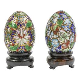 183 - PAREJA DE HUEVOS CLOISONNÉ CHINOS