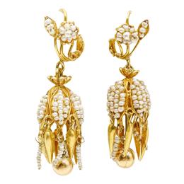 152  -  PENDIENTES VALENCIANOS CON PERLAS ALJOFAR