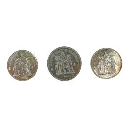 571 - TRES MONEDAS DE PLATA FRANCESAS