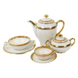668  -  JUEGO DE CAFÉ DE PORCELANA DE MEDIADOS DE SIGLO XX