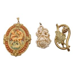 165 - COLGANTES Y BROCHE DE BISUTERIA DEL S.XIX Y PPS. DEL S.XX