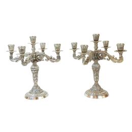 934  -  DOS CANDELABROS PLATA DE MEDIADOS DE S. XX