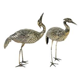 865  -  PAREJA DE AVES DE PLATA DE MEDIADOS DE S. XX