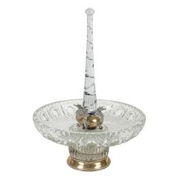 24 - CENTRO DE MESA EN CRISTAL Y PLATA DE MEDIADOS S.XX