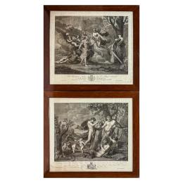 309 - PAREJA DE GRABADOS ENMARCADOS PRIMER TERCIO SIGLO XIX
