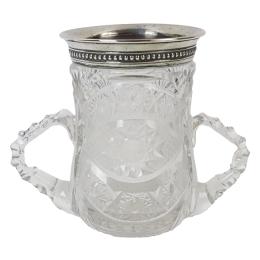 52 - JARRA DE CERVEZA EN CRISTAL Y PLATA DEL PRIMER TERCIO S.XX