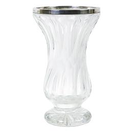 61 - JARRÓN EN CRISTAL Y PLATA DE MEDIADOS DEL S.XX
