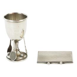923  -  COPITA Y PEQUEÑO PORTAFOTOS DE PLATA  DE LOS AÑOS 20