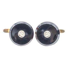 243 - PENDIENTES CON ONIX Y DIAMANTES, DE LOS AÑOS 40