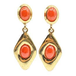 259 - PENDIENTES LARGOS DE PLATA CON CORAL