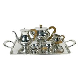 956  -  JUEGO DE CAFÉ Y TE  DE PLATA DE LOA AÑOS 60/70