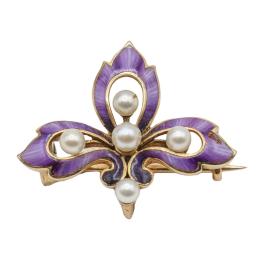 79 - BROCHE FLOR DE LIS CON ESMALTES, DE PPS. DEL S.XX