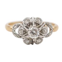 335 - SORTIJA CON DIAMANTES DE LOS AÑOS 40