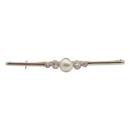 70 - BROCHE ALFILER CON DIAMANTES Y PERLA AÑOS 30