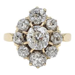 219  -  SORTIJA ROSETÓN CON DIAMANTES DE PPS. DEL S.XX