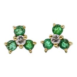 152  -  PENDIENTES CON ESMERALDAS Y BRILLANTES