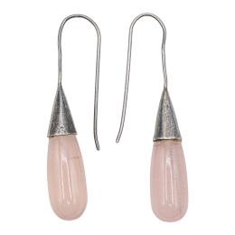 183 - PENDIENTES LARGOS CON CUARZO ROSA