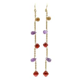 159  -  PENDIENTES LARGOS CON GRANATES, AMATISTAS Y CITRINOS