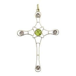 128  -  CRUZ COLGANTE CON PERIDOTO Y DIAMANTES