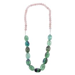 124  -  COLLAR LARGO DE FLUORITA Y CUARZO ROSA