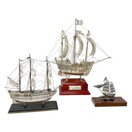 823  -  TRES BARCOS DE PLATA DEL ÚLTIMO TERCIO DE S. XX